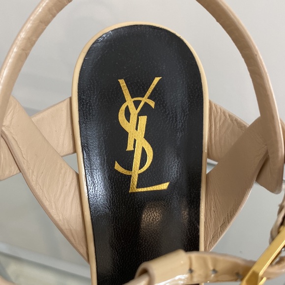 YSL Tribute Sandal Patent Leather Nude Color - Picture 7 of 7